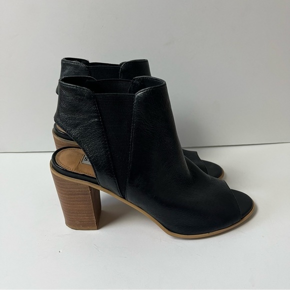 Steve Madden Black Nobell Peep Toe Chunky Heels 6 - Picture 4 of 10